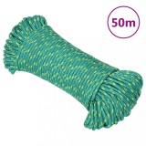 VidaXL Fr&acirc;nghie de barcă, verde, 5 mm, 50 m, polipropilenă