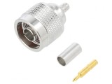 Mufă N Tată Drept Crimpat PTFE Aurit 50&Omega; Alamă