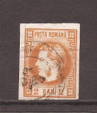 Romania 1868, LP 21 - Carol I cu favoriti, 2 BANI Portocaliu (vezi descrierea)
