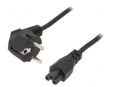 Cablu Alimentare 3x0.75mm2 cu Ștecăr Unghiular și Conector IEC C5 foto