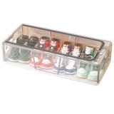 Cutie de depozitare pentru pantofi, flippy, 60x30x16 cm, din plasa pvc impermeabila si cadru de otel, pliabila, fermoar bidirectional, transparenta