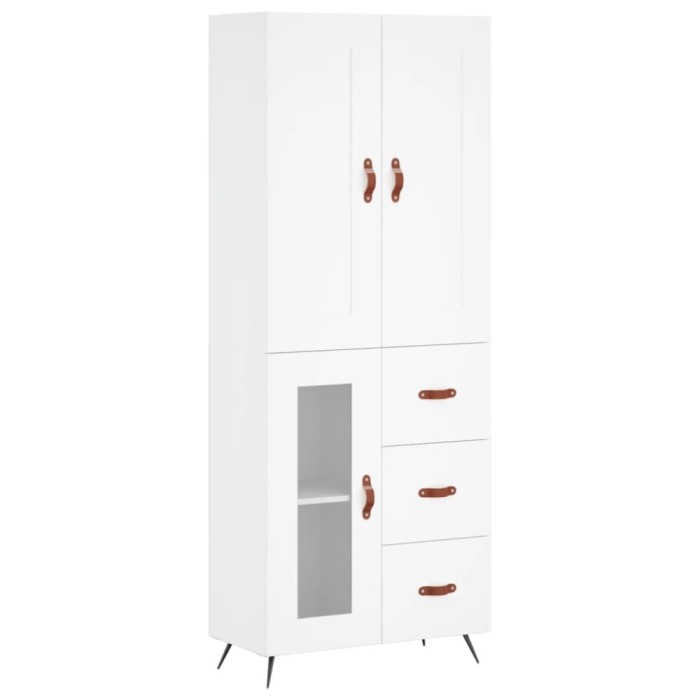 Dulap inalt, alb, 69,5x34x180 cm, lemn compozit