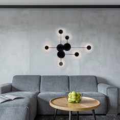 Plafoniera LED 60W, 9 cercuri negre, lumina rece/calda/neutra