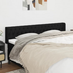vidaXL Tăblie de pat cu aripioare negru 183x16x78/88 cm textil foto