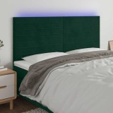vidaXL Tăblie de pat cu LED, verde &icirc;nchis, 180x5x118/128 cm, catifea 3122627