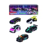 MAJORETTE SET 5 MASINUTE METALICE NEON RACER 7.5CM