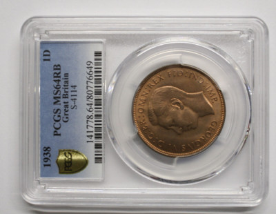 MAREA BRITANIE 1 PENNY 1938 MS64RB . SECOND TOP POP . foto