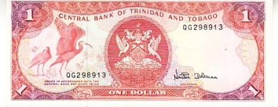 B11 2 - Bancnota foarte veche - Trinidad Tobago - 1 dolar - fara fir metalic foto