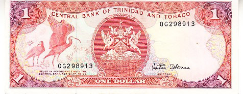 B11 2 - Bancnota foarte veche - Trinidad Tobago - 1 dolar - fara fir metalic