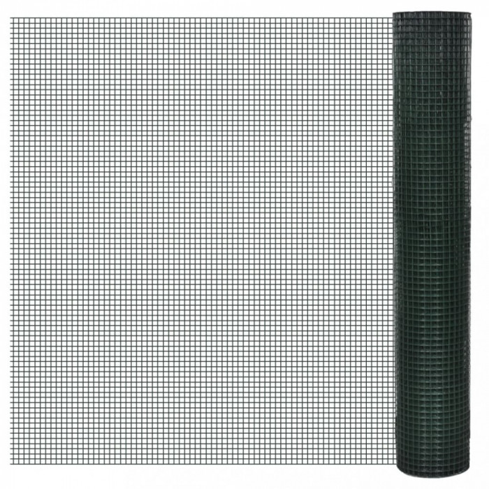 Plasa de Sarma Verde 10x1 m, Otel Galvanizat cu PVC, Ochi Plasa 19x19 mm