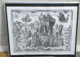 Litografie religioasa interesanta, 41/51 cm reducere, Istorice, Cerneala, Altul