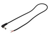 Cablu Electric 1x1mm2 DC 5,5/2,5 Mufă Unghi Negru 0,5m, WEST POL