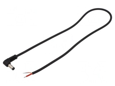 Cablu Electric 1x1mm2 DC 5,5/2,5 Mufă Unghi Negru 0,5m foto