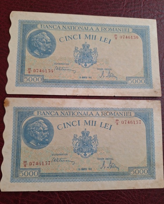 Romania 5000 lei 20.03.1945 consecutive