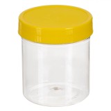 Recipient Plastic Rotund 400ml cu Capac Galben, Etans, Depozitare Muraturi, Masline, Sosuri