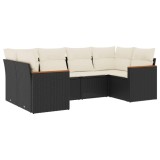 Cumpara ieftin Set mobilier de gradina cu perne, 6 piese, negru, poliratan