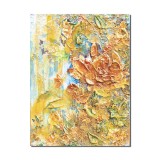 Tablou 3D pictat manual, Trandafir stilizat, 40x30cm acril pe panza in cutit, Kenny Varniote