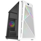 Carcasa PC AQIRYS Bellatrix Pro White, Micro ATX, Mini-Tower, Panou Acrylic, 2x120mm + 1x80mm Ventilatoare RGB