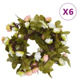 VidaXL Ghirlande de flori de Crăciun, 6 buc., șampanie, 215 cm