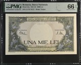 1000 lei sept 1941 PMG66 UNC bancnota gradata