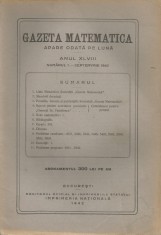Romania, Gazeta Matematica, nr. 1/1942 foto