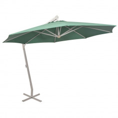 vidaXL Umbrelă de soare suspendată 350 cm, stâlp de aluminiu, verde