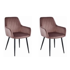 Set 2 scaune bucatarie/living, Artool, Solden, catifea, metal, roz si negru, 55x45.5x83.5 cm