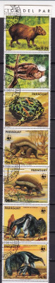 Paraguay 1985 fauna MI 3851-3857 stampilat w62 foto