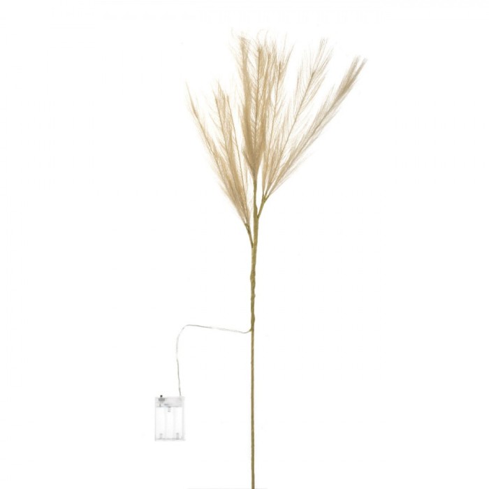 Crenguță Decorativă LED, Model Pampas, 27 Beciuri LED, 9 Ramuri Mici, Ecru, 90 cm