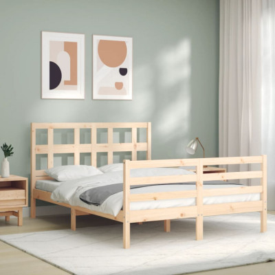 Cadru de pat cu tablie, dublu, lemn masiv GartenMobel Dekor foto