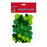 Pompoane cu diametru 10-30 mm,verde ,70 bucati set