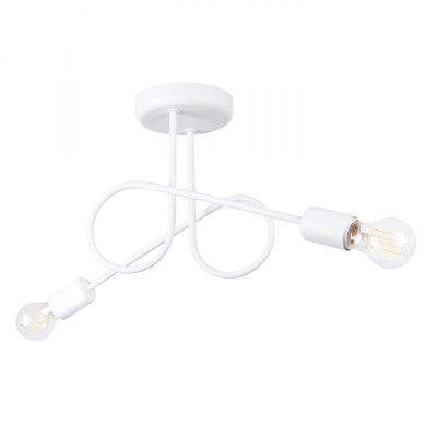 Candelabru Loop Alb Din Oțel Cu 2 Becuri Neregulate Minimalist De Interior foto