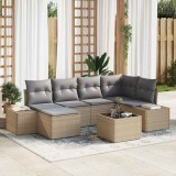 VidaXL Set de canapele pentru grădină 7 pcs Bej, gri Rattan poli