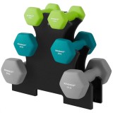 SONGMICS Set de 6 gantere hexagonale cu suport, 2x1kg 2x2kg 2x3 kg, multicolor Household NewTrend