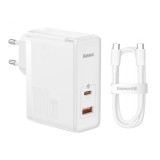 Baseus - Wall Charger GaN5 Pro (CCGP090202) - Type-C Cable Included, Fast Charger, Type-C, USB, 100W, 1m - White