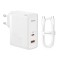 Incarcator priza Fast Charge 2in1 + cablu Type-C Baseus GaN5 Pro, 100W, alb
