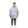 Patura cu maneci, Grey Moon, tip Hanorac, ultra usor si calduros, fosforescenta, cu buzunar tip cangur, manseta elastica, Flanel &amp;amp; Polar, 75 cm, Oem