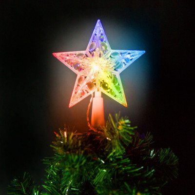 Ornament de pom de Craciun, model stea, 10 LED-15 cm, RGB, 2xAA - 58034 foto