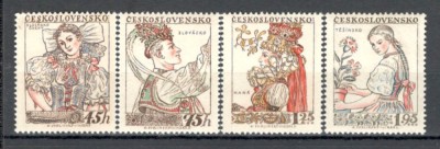 Cehoslovacia.1957 Ziua marcii postale-Costume populare XC.264 foto
