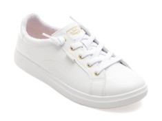 Pantofi sport SKECHERS albi, BOBS D VINE, din piele ecologica