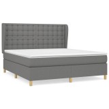 Cumpara ieftin Pat continental cu saltea, gri inchis, 160x200 cm, tesatura