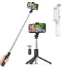 Selfie Stick Stabil Bluetooth, 101cm - Techsuit Remote and Tripod Mount (Q01) - White