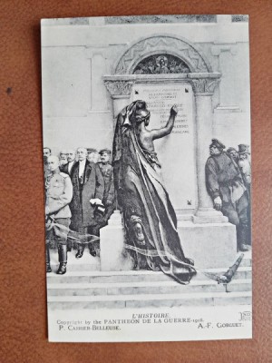 Carte postala, LHistoire, reproducere Pantheon de la Guerre - 1918 foto