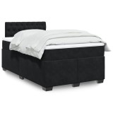 Gossi pat box spring cu saltea, negru, 120x190 cm, catifea