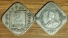 India Britanica - set raritati coloniale - 2 anna / annas 1918 + 1935 - ambele variante, cu si fara punct, Asia