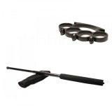 Cumpara ieftin Set Autoaparare: Baston Telescopic Negru 50cm Otel + Box Craniu Negru Ideallstore, Husa Curea
