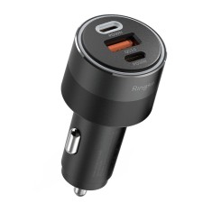 Incarcator auto USB, 2x Type-C Ringke, PD30W, QC3.0, negru