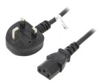 Cablu Alimentare BS 1363 la IEC C14 1.8m Negru 5A 250V, Goobay