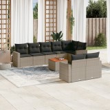 vidaXL Set canapele de grădină, 9 piese, cu perne, gri, poliratan 3256543