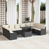 VidaXL Set de canapele pentru grădină 11 pcs Negru 100 x 55 x 73 cm